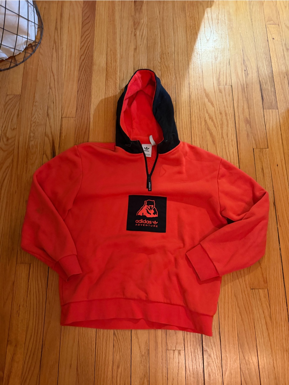 adidas Red Hoodie with Black Hood